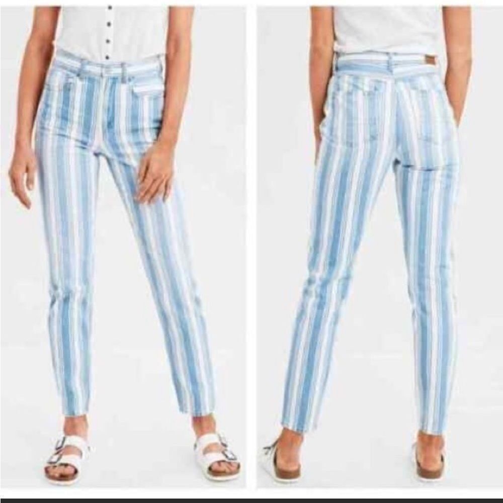 EXCELLENT CONDITION WOMEN’S SIZE 6 X-LONG AMERICAN EAGLE STRIPED MOM JEANS